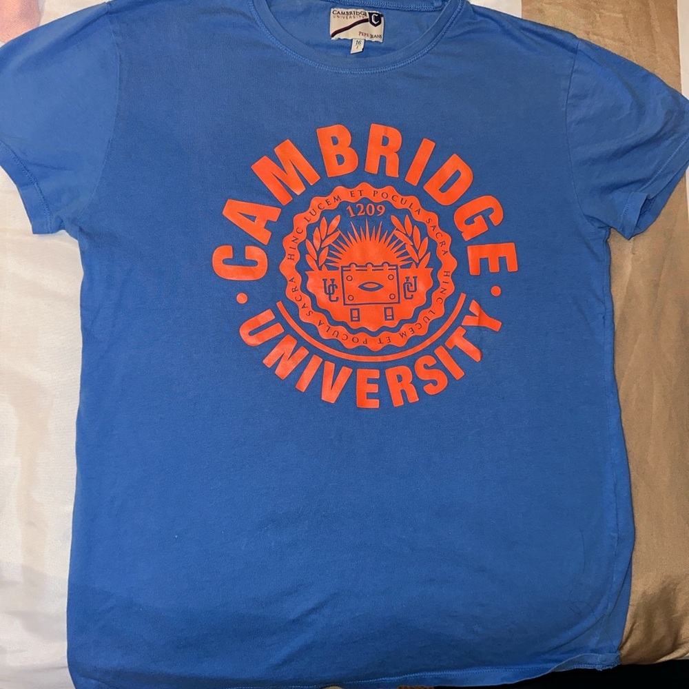Pepe Jeans Blue and Orange Cambridge University Tee. Stunning colours. Excellent